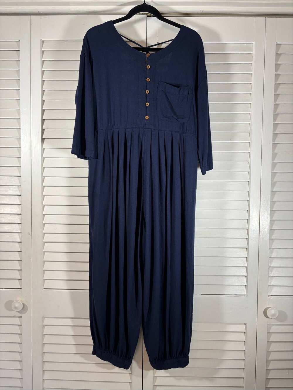 Free People Women’s Calsi Jumpsuit XS Navy Slouchy Button Front - Picture 3 of 13